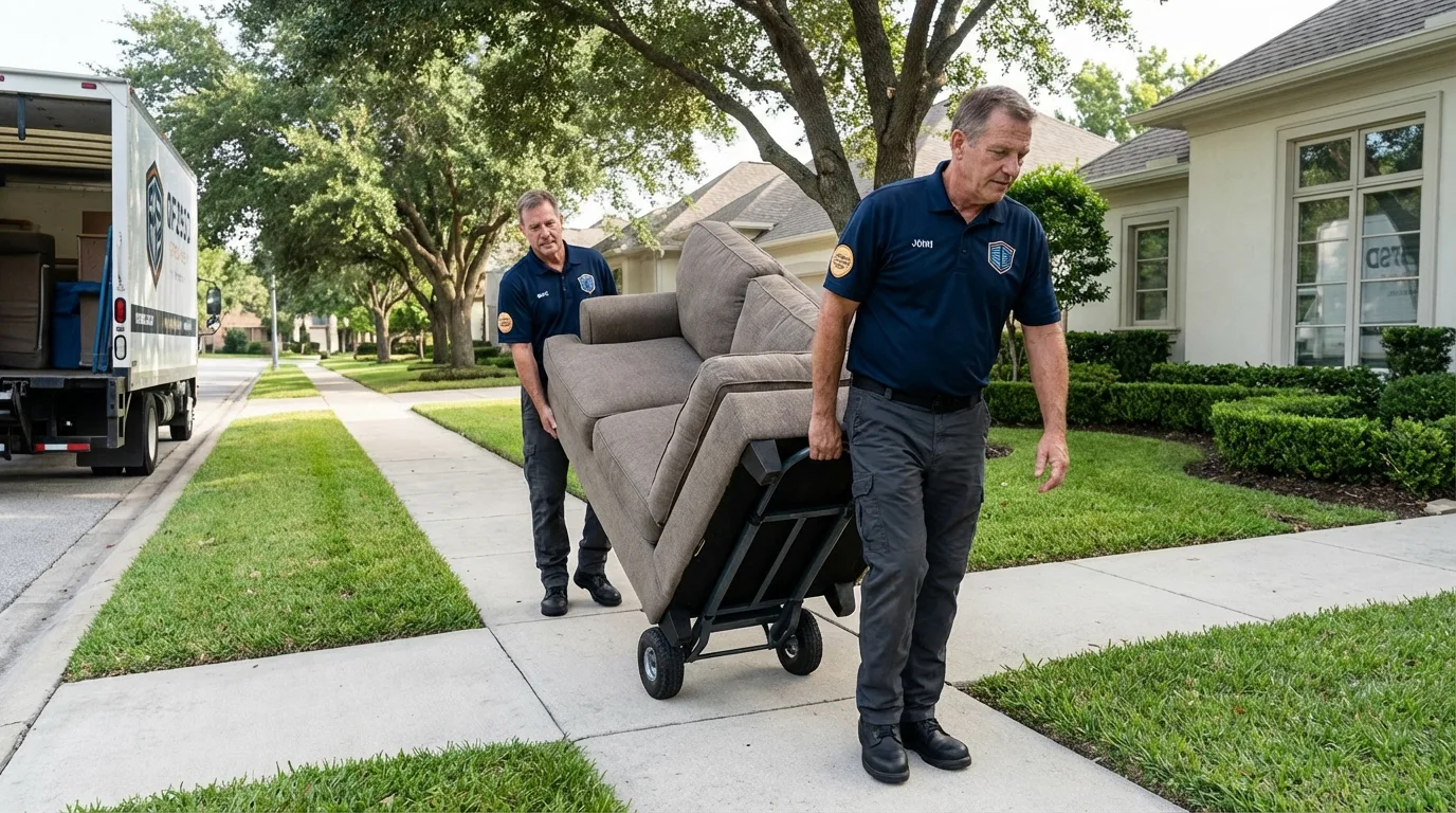 Local residential moving crew loading furniture in Wolcottville, IN